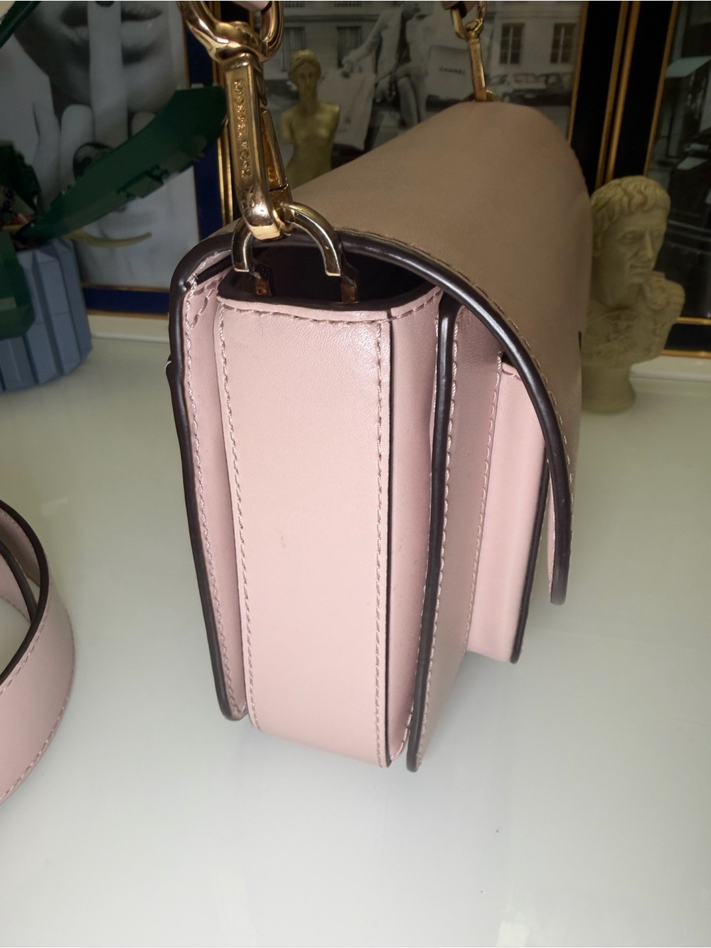 Michael Kors Pale Pink Leather Crossbody with Gold Hardware and 2 straps. - Picture 11 of 15